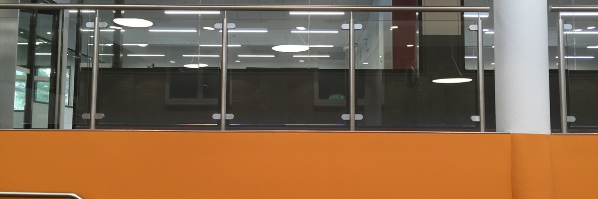 Theatre Steps Stainless Handrail & First Floor Glass Balustrade